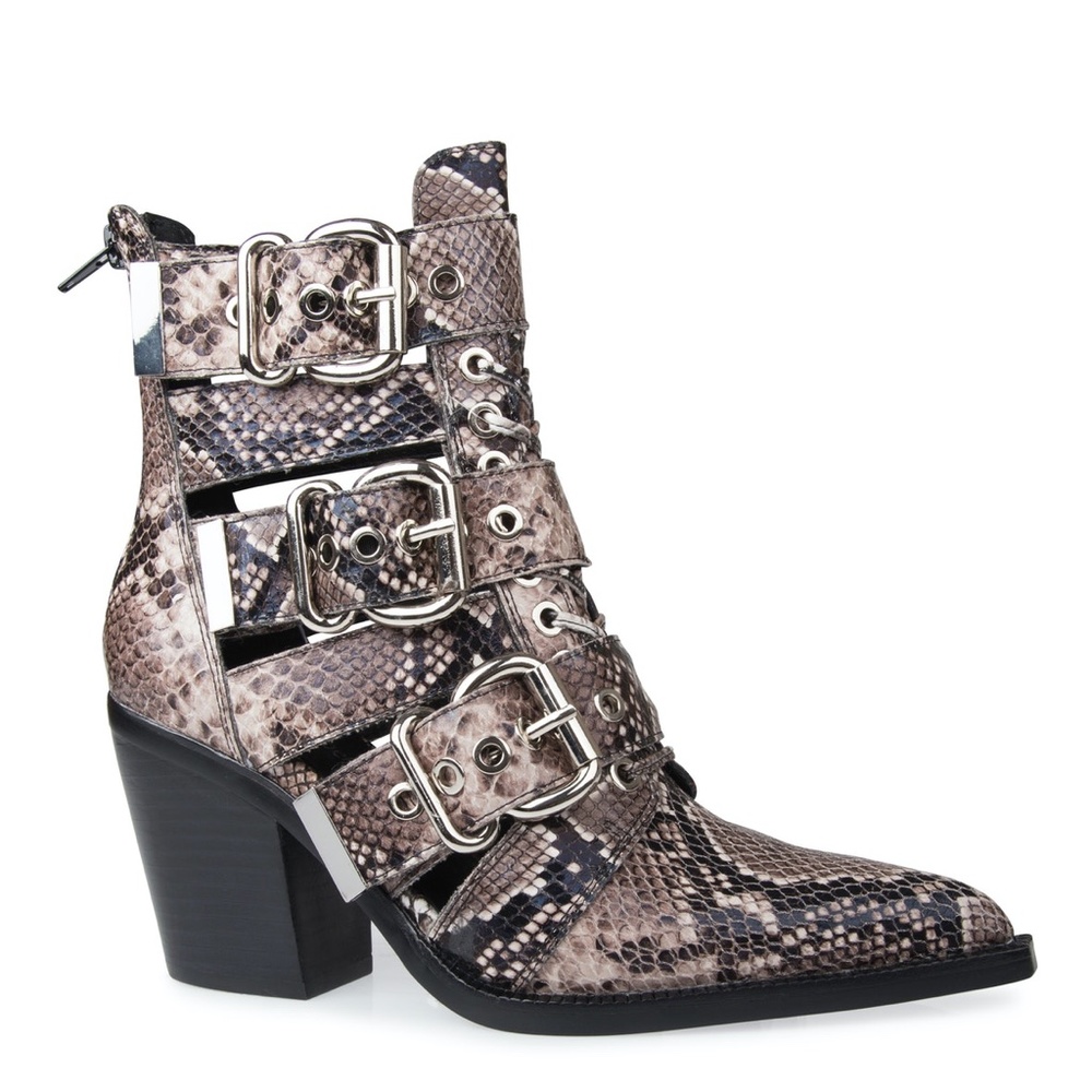 Jeffrey Campbell Caceres Bootie Brown White Snake Black. Size 6.5 - Picture 10 of 16